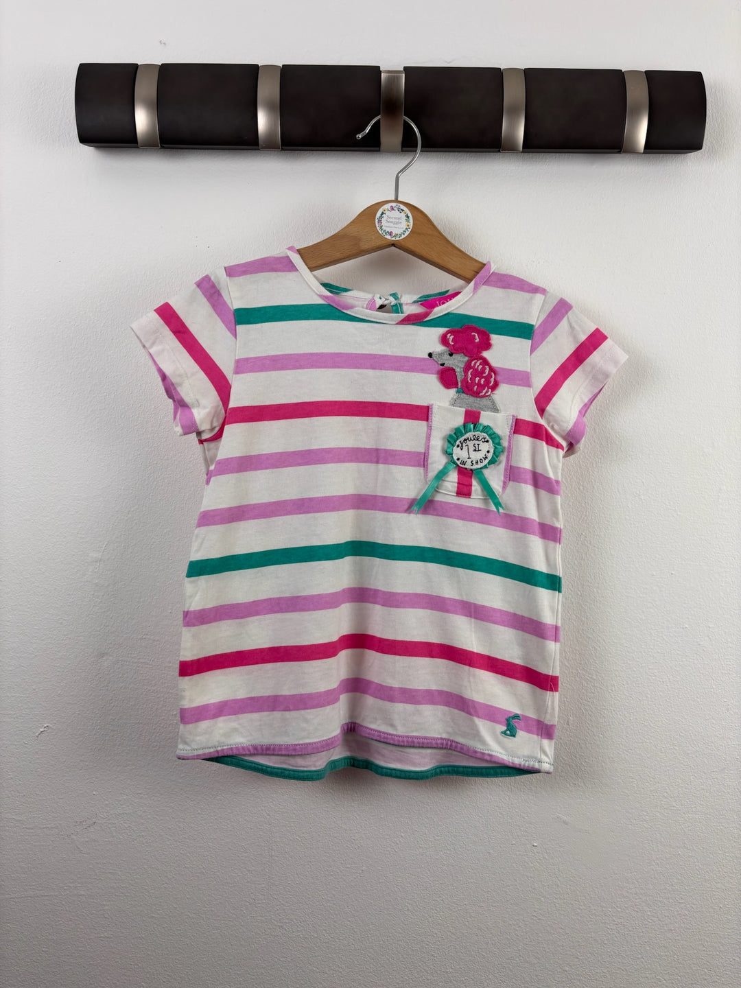 Joules Pink Stripe Poodle T-Shirt 6 Years