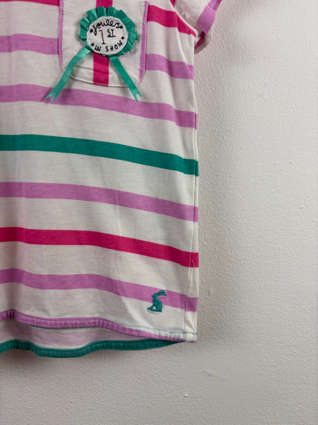 Joules Pink Stripe Poodle T-Shirt 6 Years