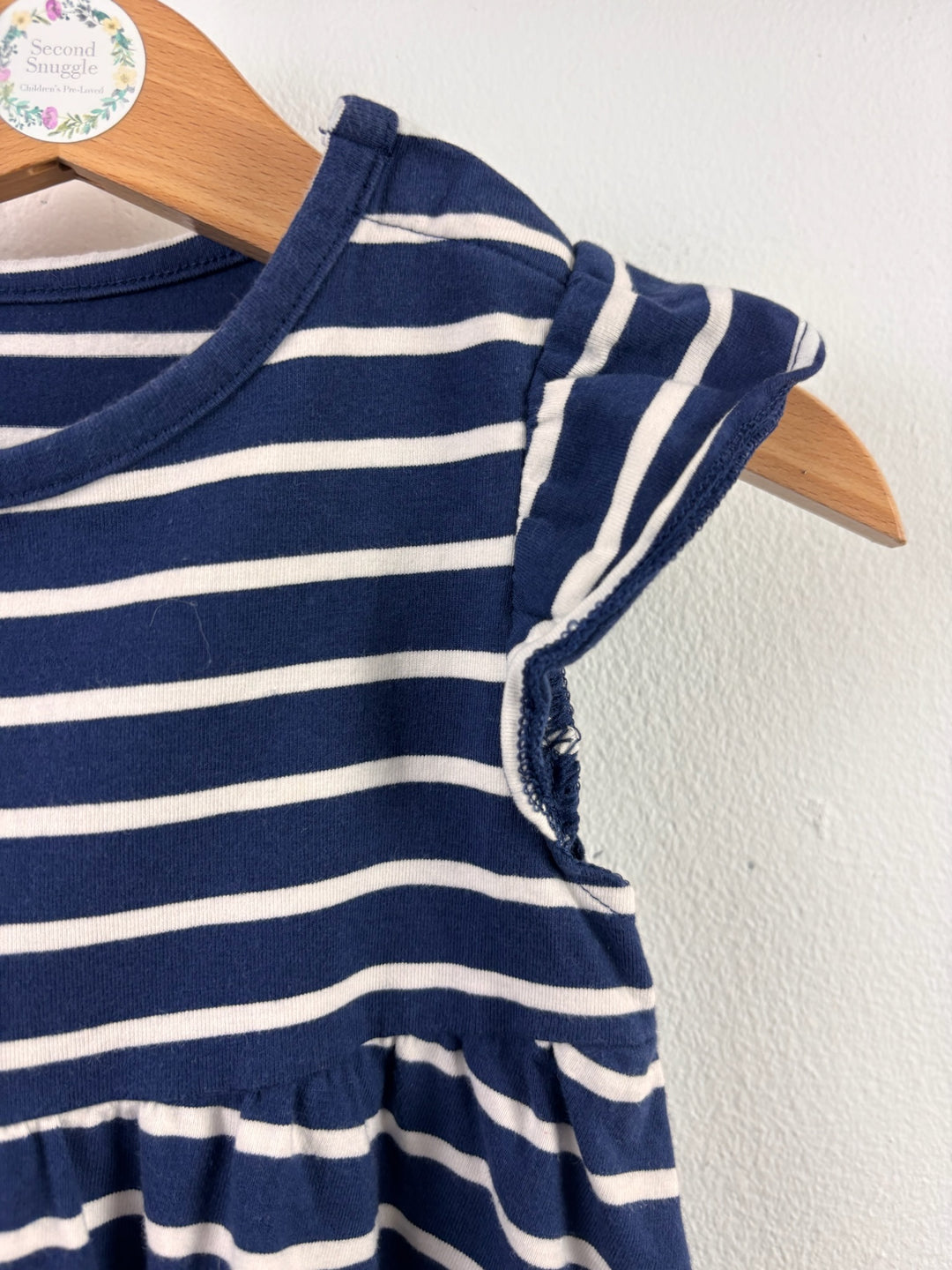 M&S Navy White Stripe Jersey Dress 9-12 Months