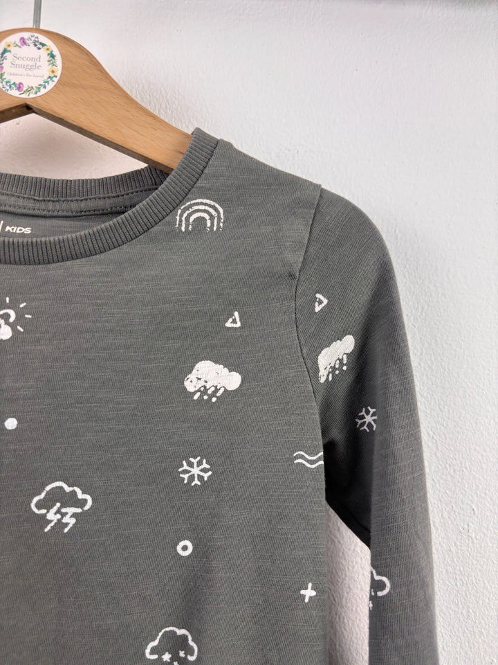 TU Grey Weather Print Long Sleeve Top 2-3 Years