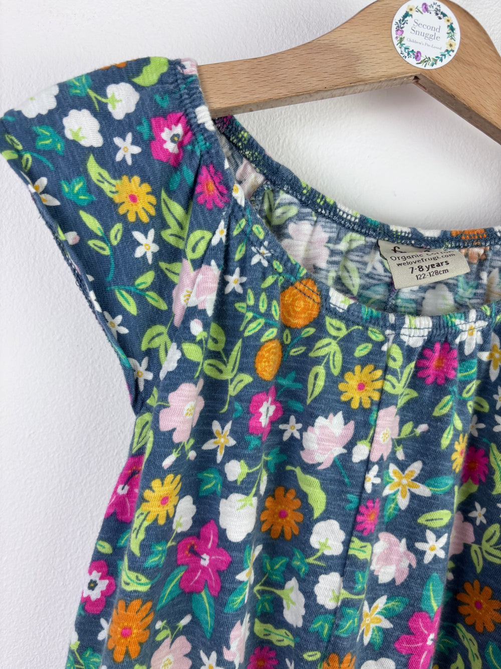 Frugi Blue Floral Cap Sleeve Jumpsuit 7-8 Years-Jump Suits-Second Snuggle Preloved