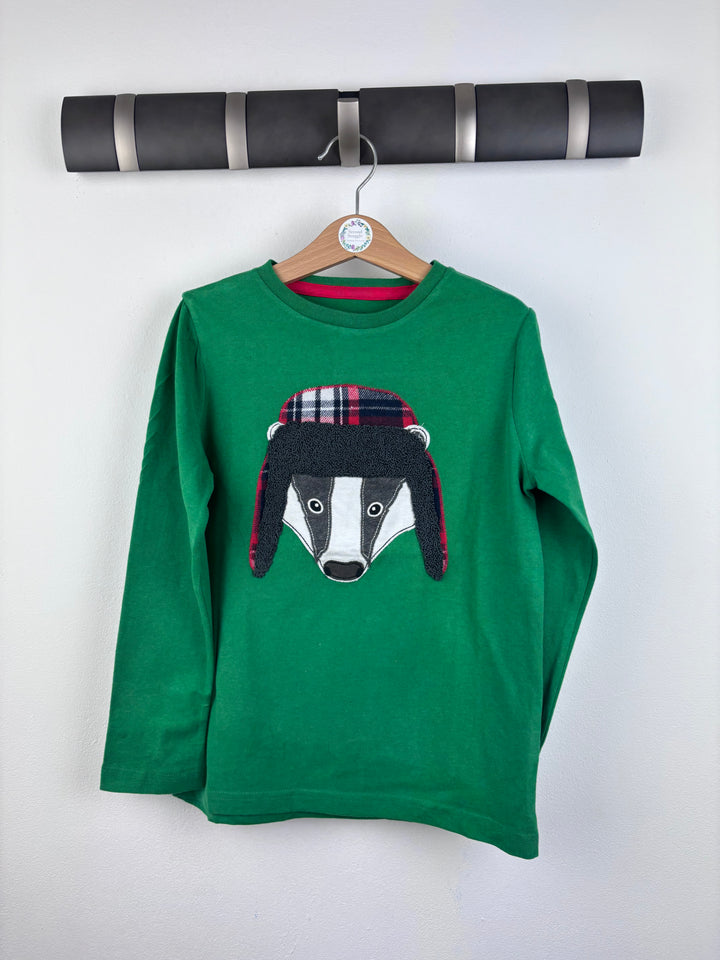 Boden Green Badger Appliqué Top 6-7 Years-Tops-Second Snuggle Preloved