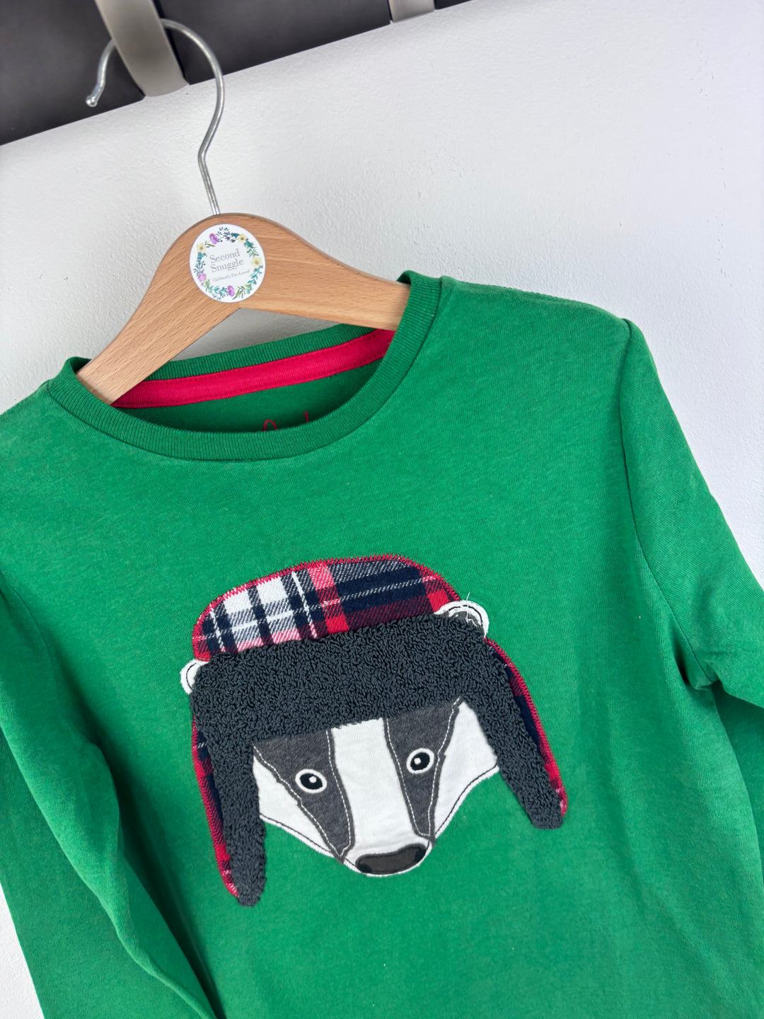 Boden Green Badger Appliqué Top 6-7 Years-Tops-Second Snuggle Preloved