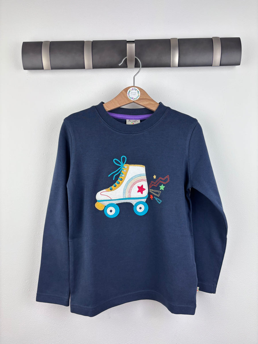 Frugi Navy Roller Skate Appliqué Top 5-6 Years-Tops-Second Snuggle Preloved