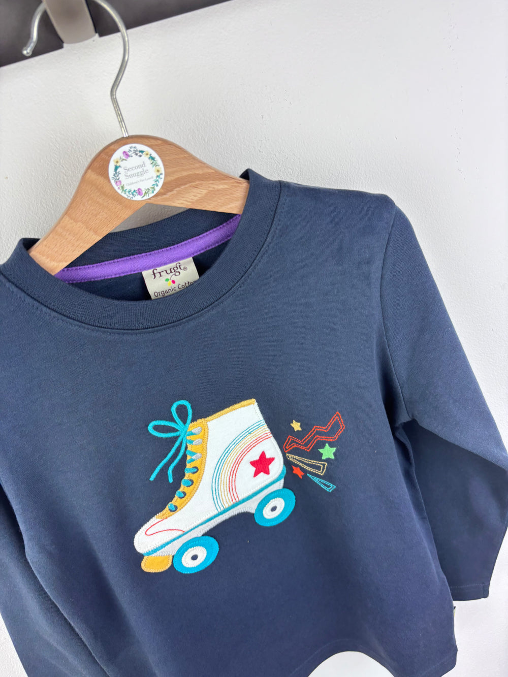 Frugi Navy Roller Skate Appliqué Top 5-6 Years-Tops-Second Snuggle Preloved