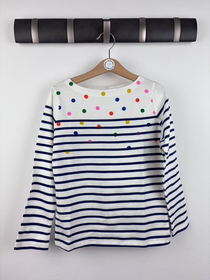 Boden Striped Long Sleeve Top with Rainbow Spots 6-7 Years-Tops-Second Snuggle Preloved