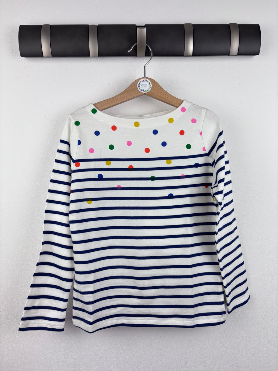 Boden Striped Long Sleeve Top with Rainbow Spots 6-7 Years-Tops-Second Snuggle Preloved