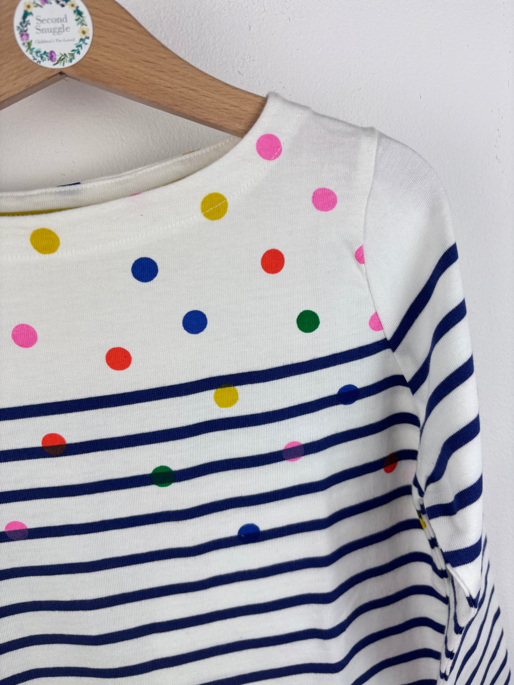 Boden Striped Long Sleeve Top with Rainbow Spots 6-7 Years-Tops-Second Snuggle Preloved
