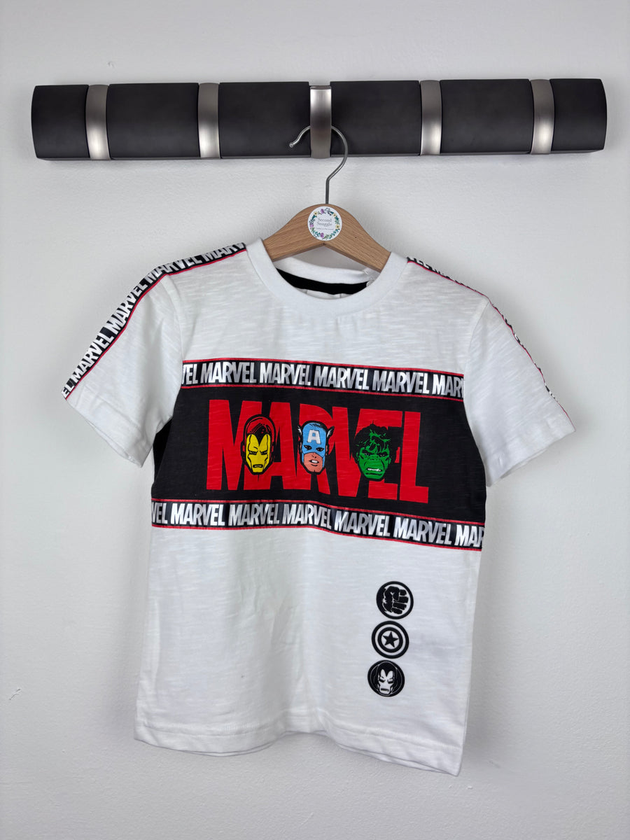 Next White Marvel T-Shirt with Avengers Print 3 Years-Tops-Second Snuggle Preloved