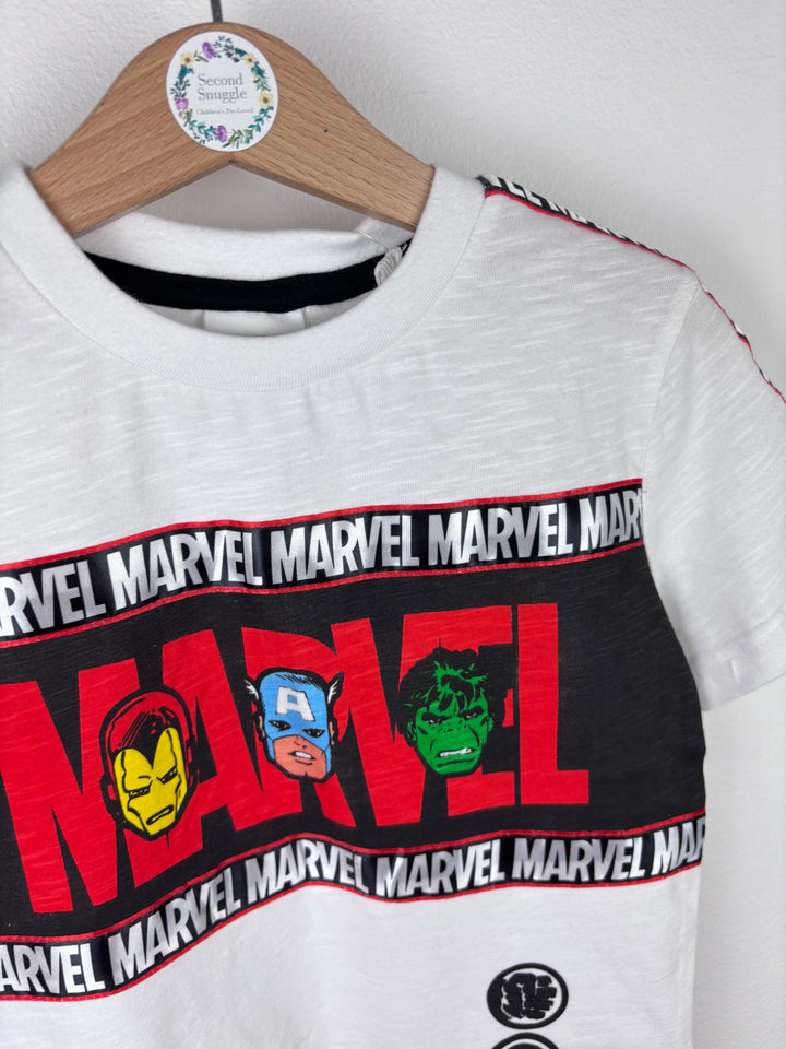Next White Marvel T-Shirt with Avengers Print 3 Years-Tops-Second Snuggle Preloved