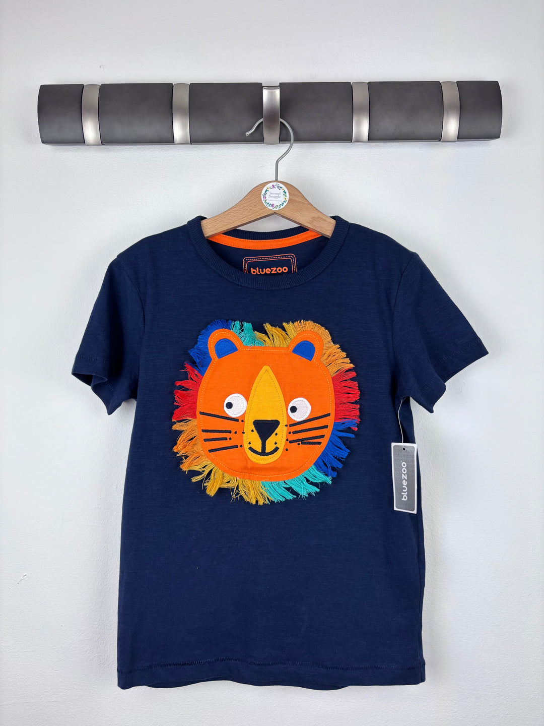 Blue Zoo Navy T-Shirt with Lion Appliqué 5-6 Years-Tops-Second Snuggle Preloved