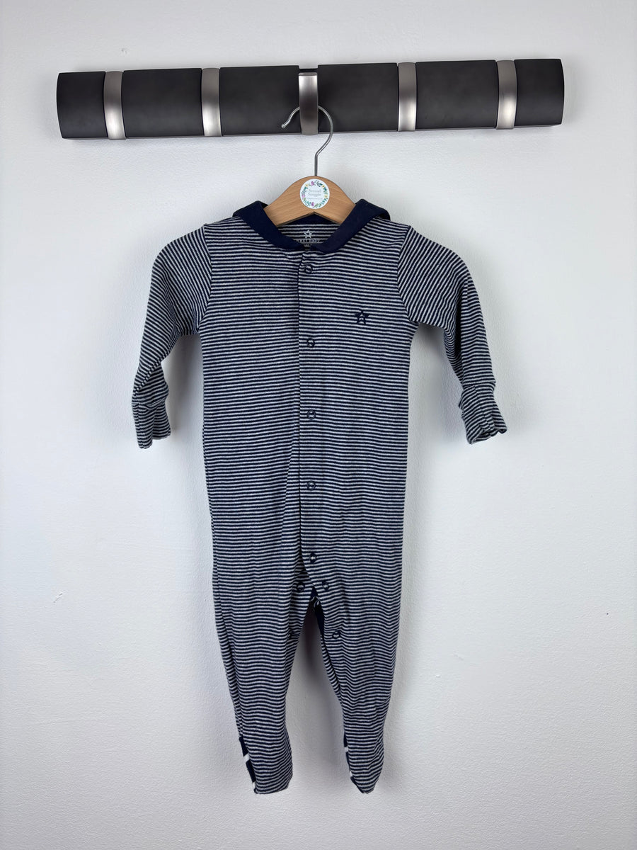 Next Navy Stripe Baby Sleepsuit 3-6 Months-Sleepsuits-Second Snuggle Preloved