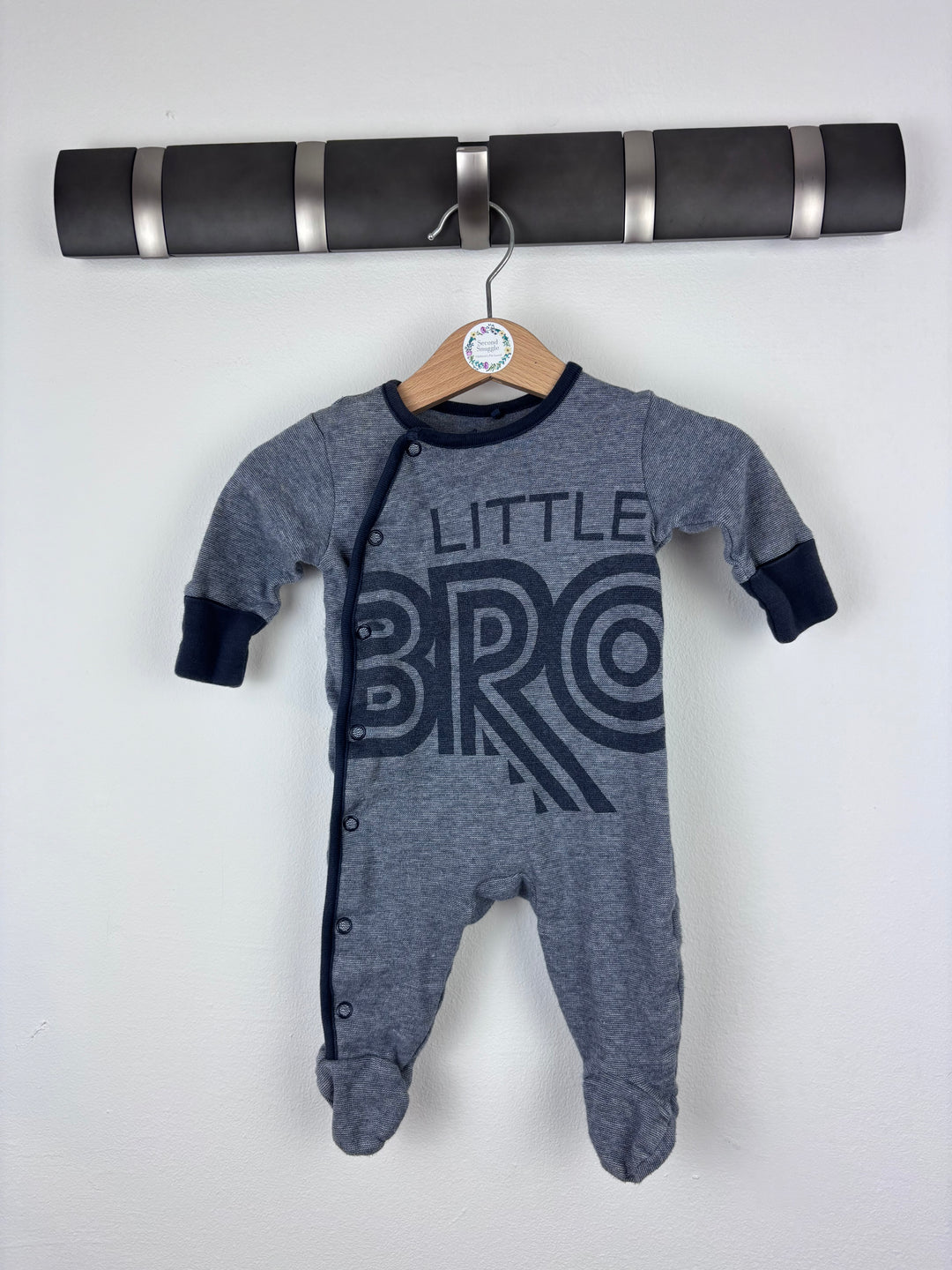 Next Grey Little Bro Sleepsuit Up To 1 Month-Sleepsuits-Second Snuggle Preloved