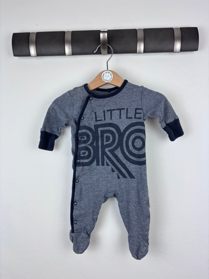 Next Grey Little Bro Sleepsuit Up To 1 Month-Sleepsuits-Second Snuggle Preloved