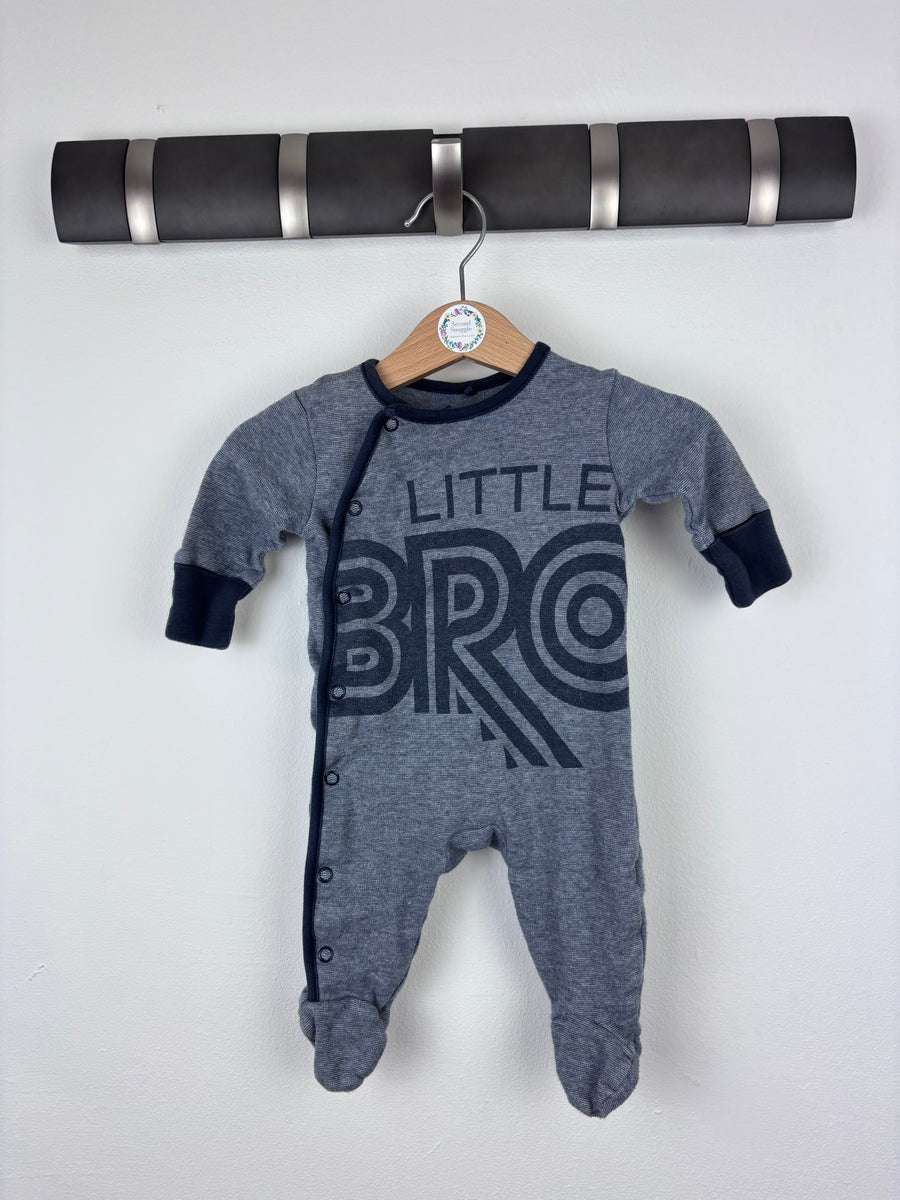Next Grey Little Bro Sleepsuit Up To 1 Month-Sleepsuits-Second Snuggle Preloved