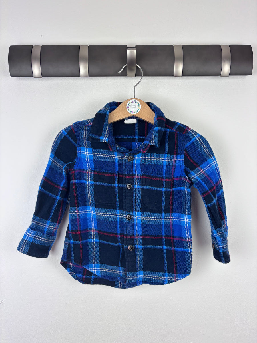 Gap Blue and Red Check Flannel Shirt 12-18 Months-Shirts-Second Snuggle Preloved