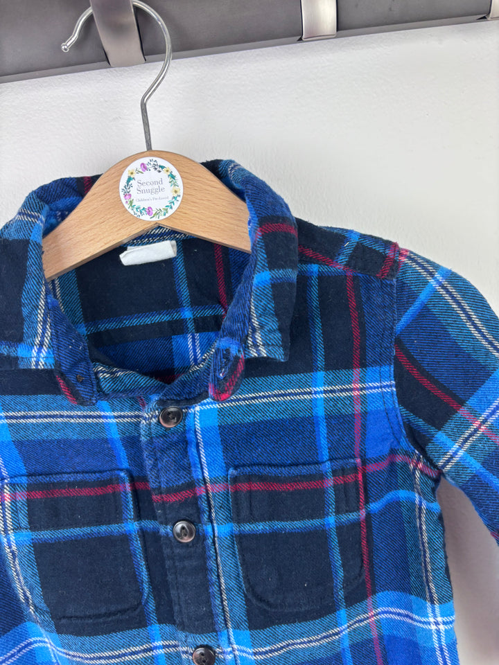 Gap Blue and Red Check Flannel Shirt 12-18 Months-Shirts-Second Snuggle Preloved