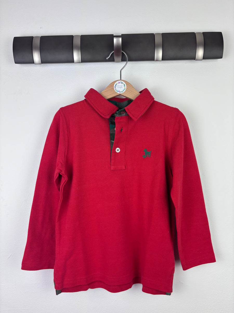 Mini Boden Red Long Sleeve Polo Top 3-4 Years-Tops-Second Snuggle Preloved