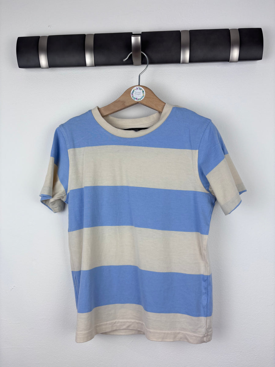 George Blue & Beige Stripe Short Sleeve T-Shirt 5-6 Years-Tops-Second Snuggle Preloved
