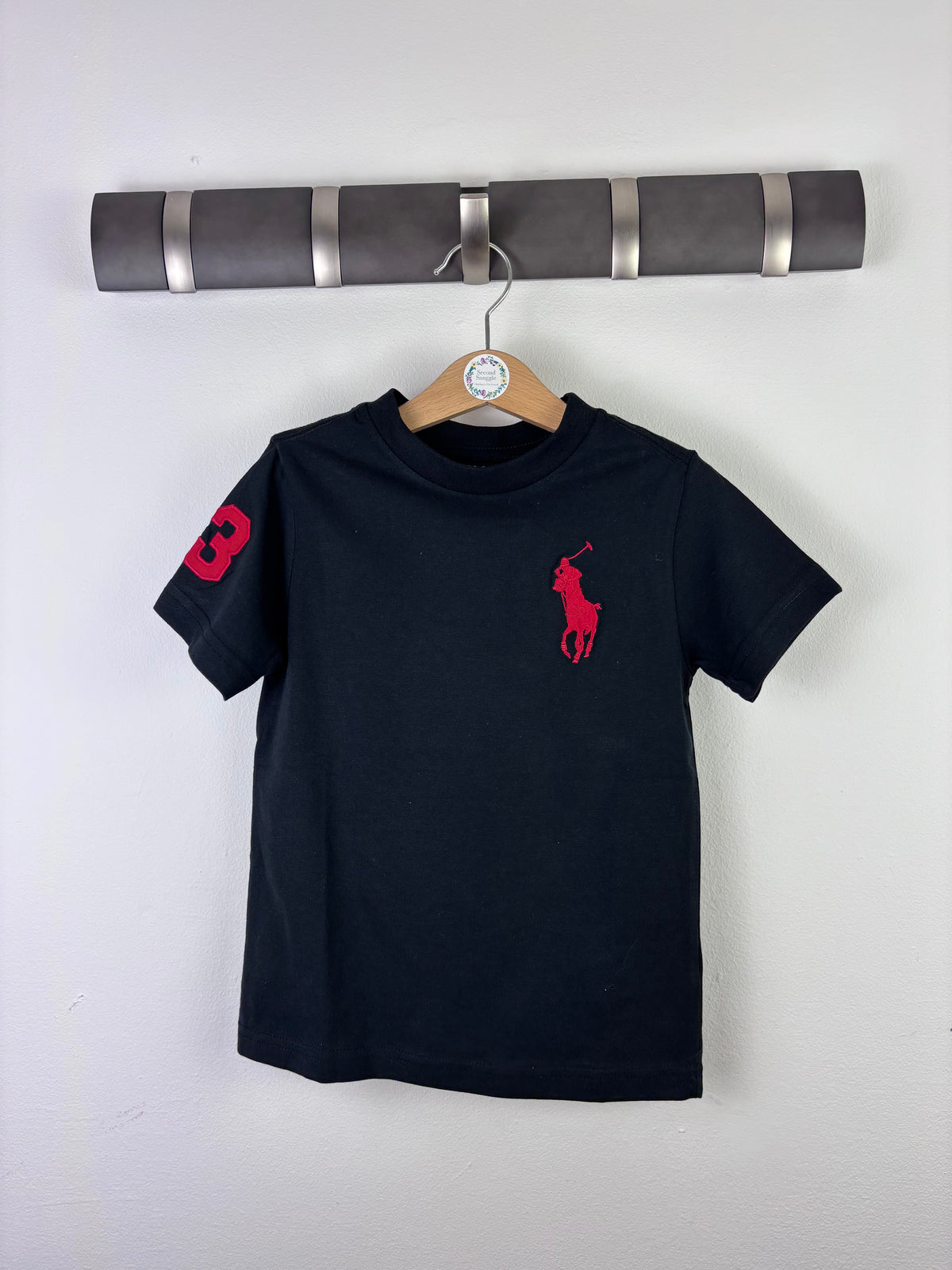 Ralph Lauren Black T-Shirt with Red Pony Logo-Tops-Second Snuggle Preloved