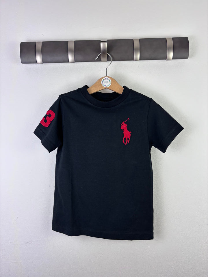 Ralph Lauren Black T-Shirt with Red Pony Logo-Tops-Second Snuggle Preloved