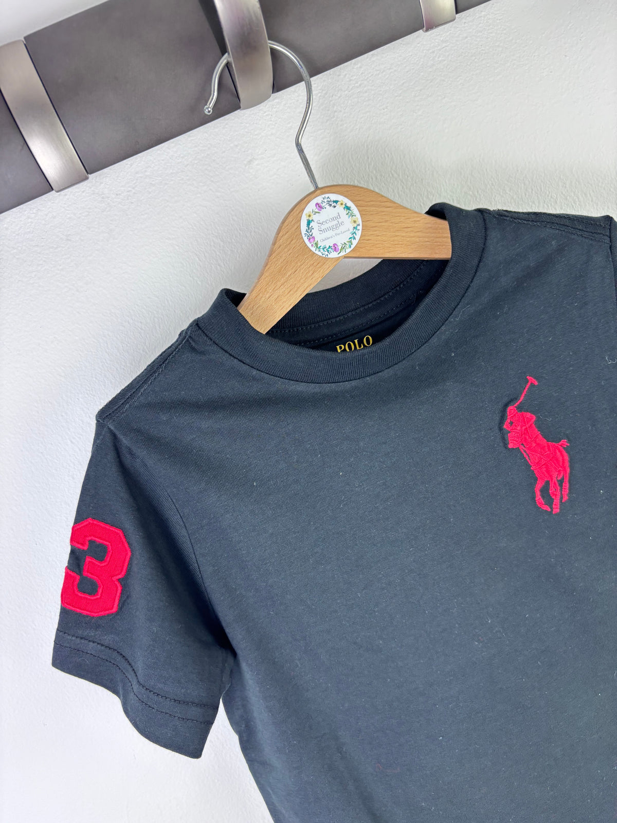 Ralph Lauren Black T-Shirt with Red Pony Logo-Tops-Second Snuggle Preloved