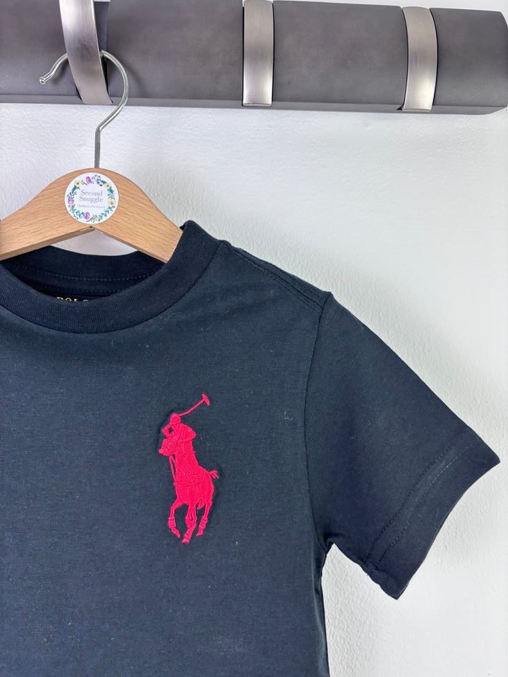 Ralph Lauren Black T-Shirt with Red Pony Logo-Tops-Second Snuggle Preloved