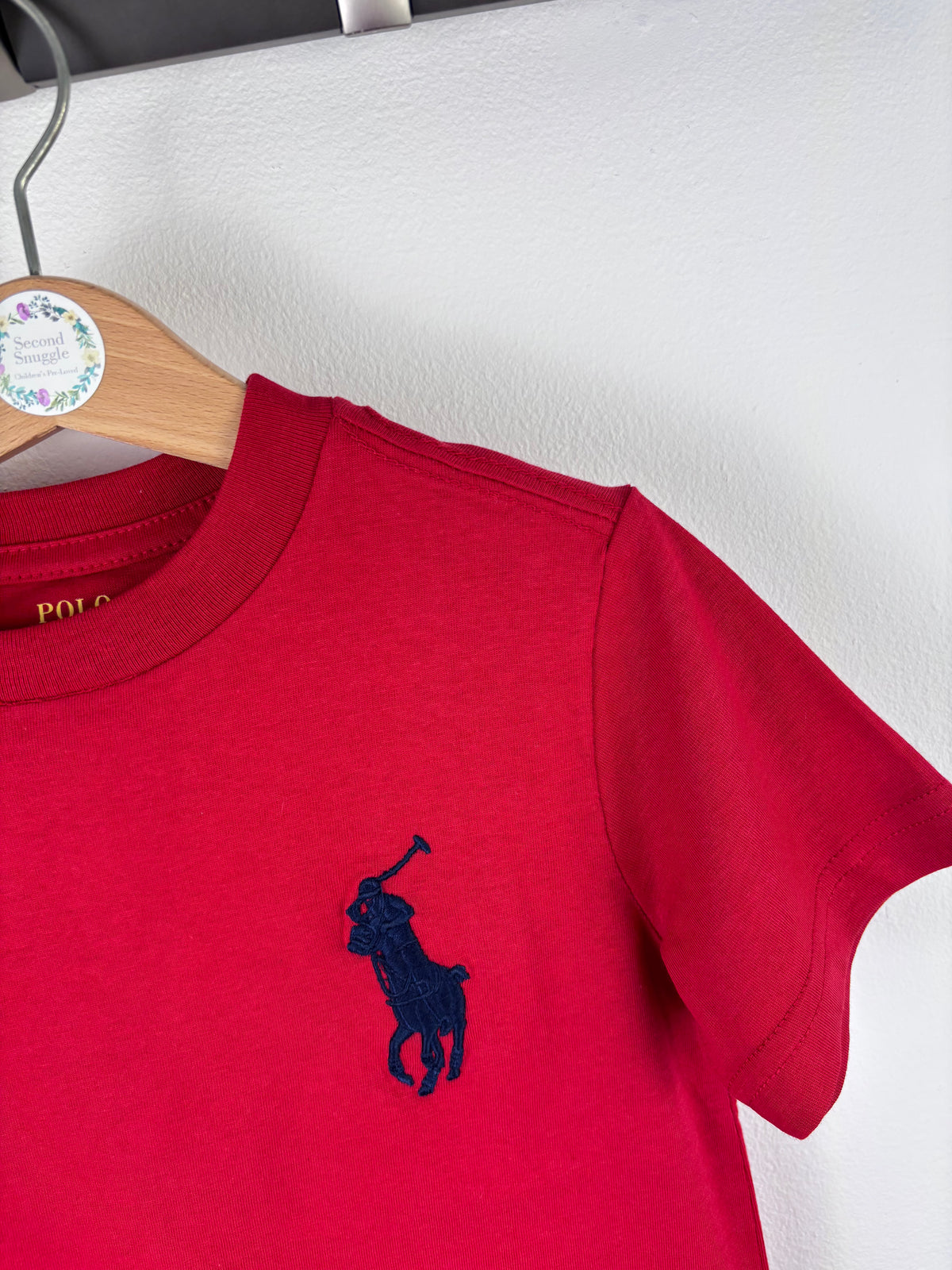 Ralph Lauren Red T-Shirt with Navy Pony Logo 4 Years-Tops-Second Snuggle Preloved