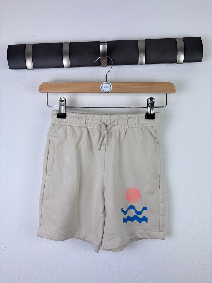 M&S Beige Jersey Shorts with Wave Print Detail-Shorts-Second Snuggle Preloved