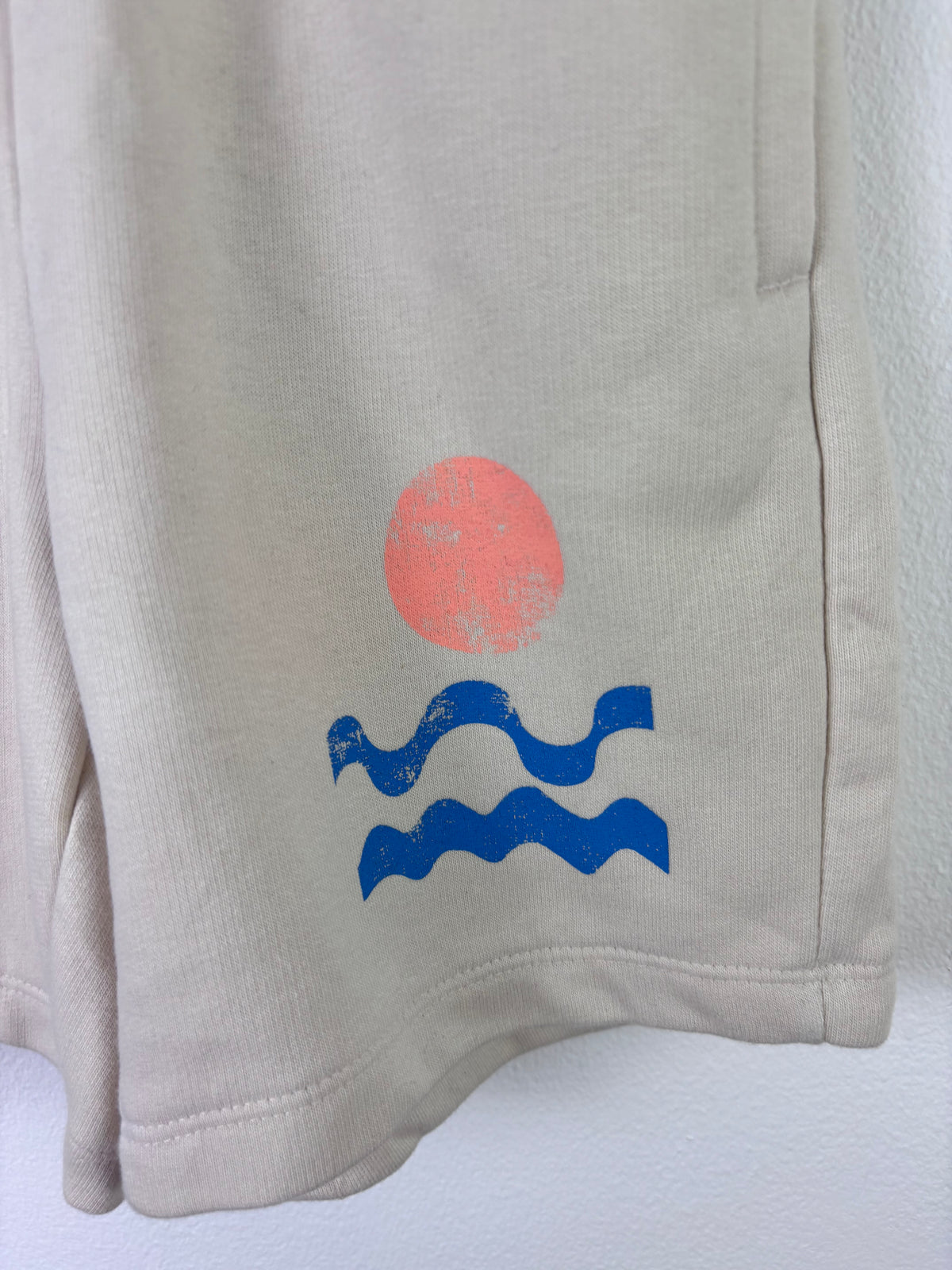 M&S Beige Jersey Shorts with Wave Print Detail-Shorts-Second Snuggle Preloved