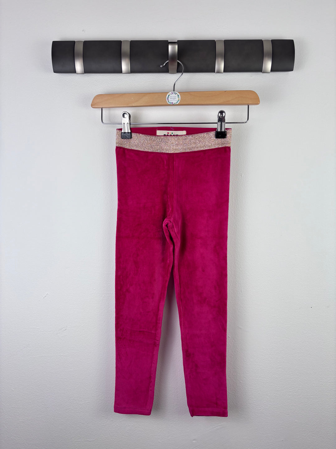 Boden Pink Velvet Leggings with Glitter Waistband-Leggings-Second Snuggle Preloved