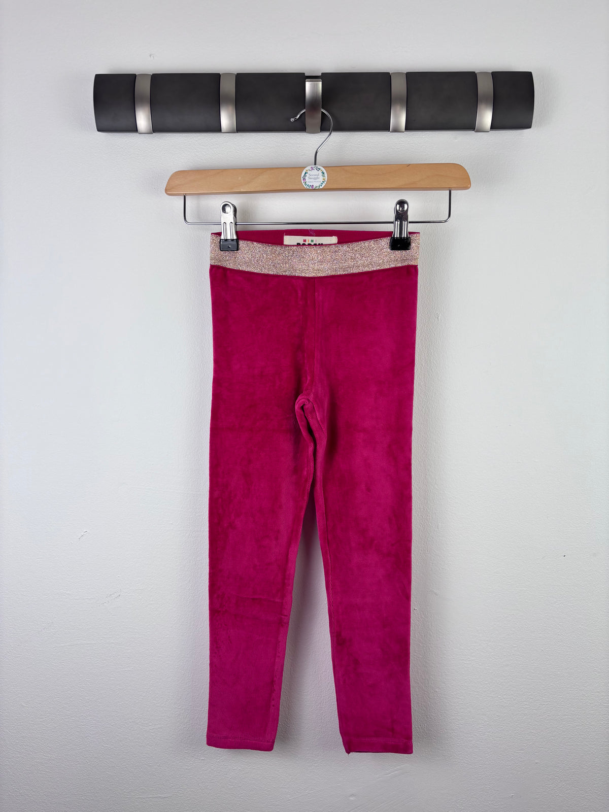 Boden Pink Velvet Leggings with Glitter Waistband-Leggings-Second Snuggle Preloved