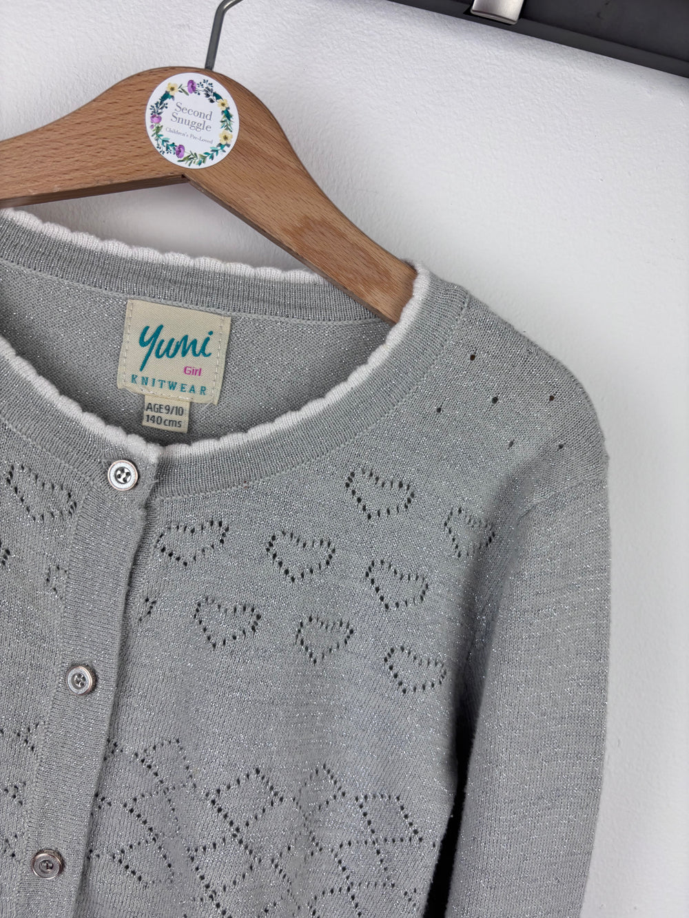 Yumi Grey Knitted Cardigan 9-10 Years-Cardigans-Second Snuggle Preloved