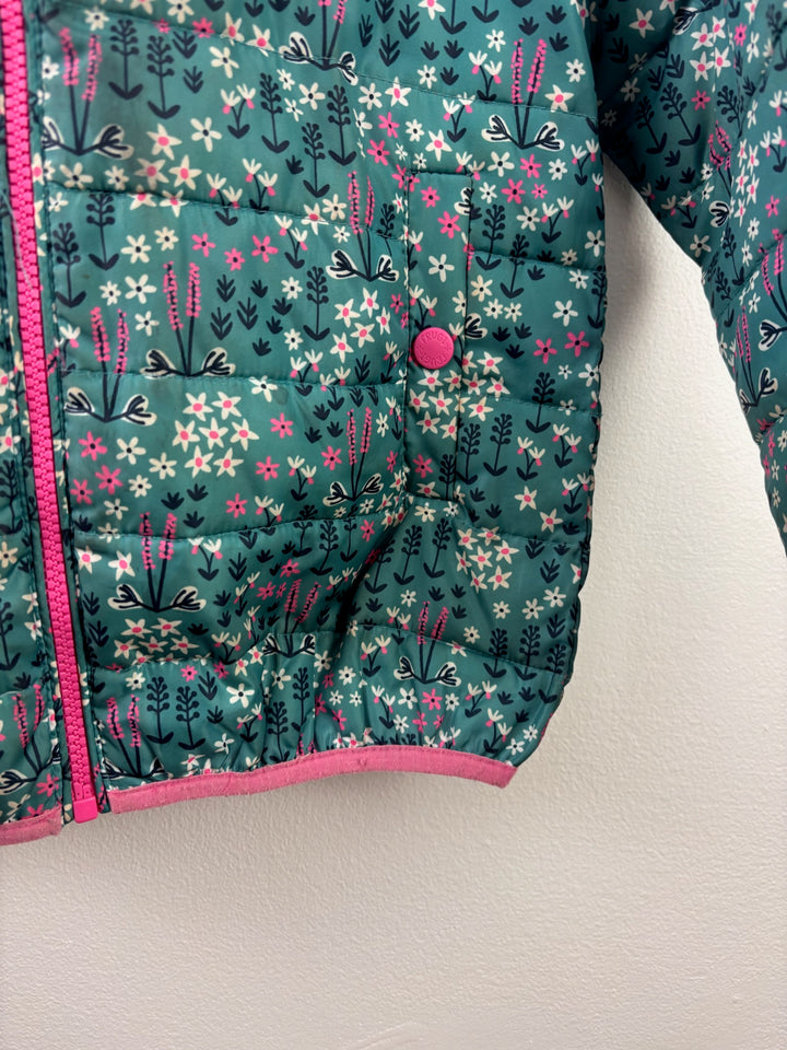 Frugi Teal Floral Padded Hooded Coat 7-8 Years