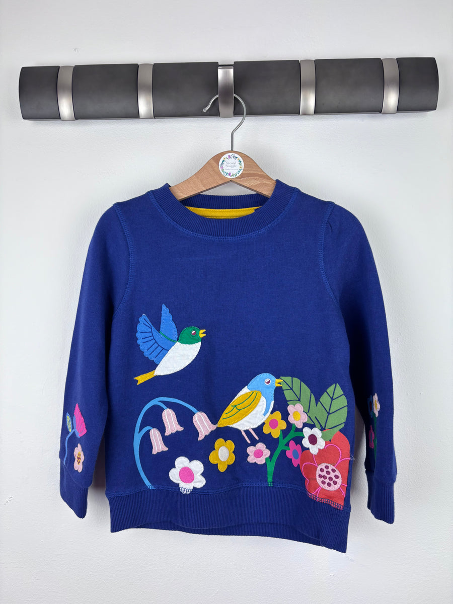 Boden Blue Bird Embroidered Sweatshirt 3-4 Years-Jumpers-Second Snuggle Preloved