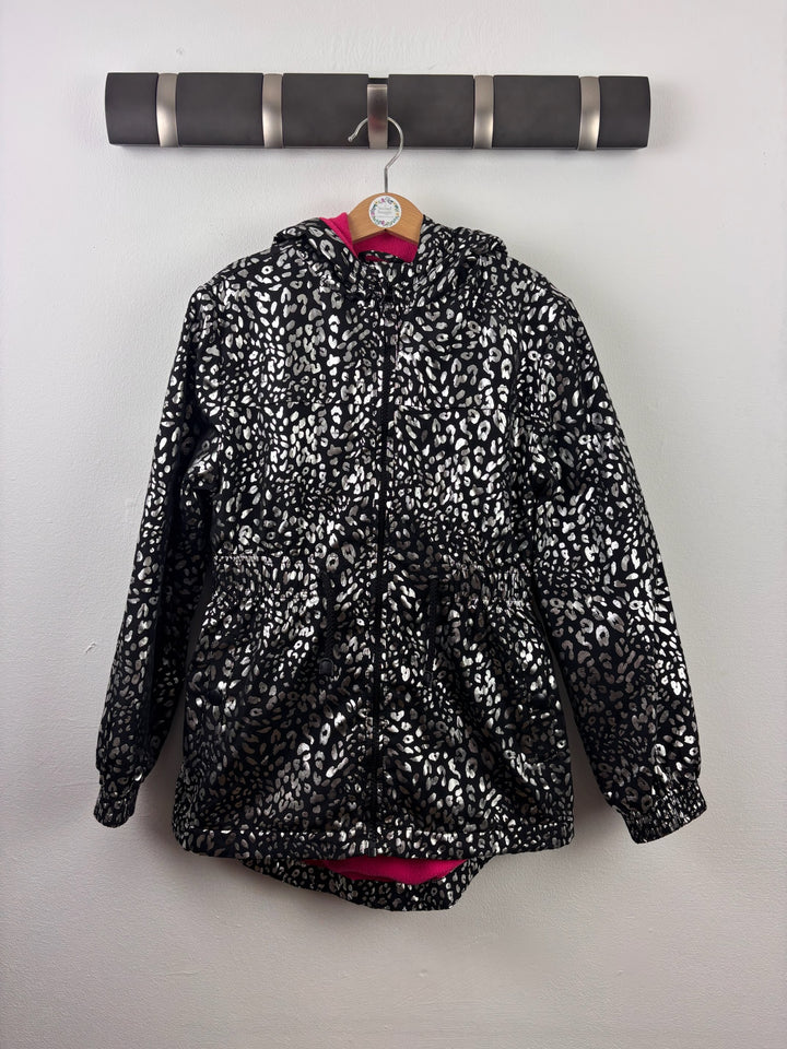 George Black Metallic Leopard Print Hooded Jacket 8-9 Years