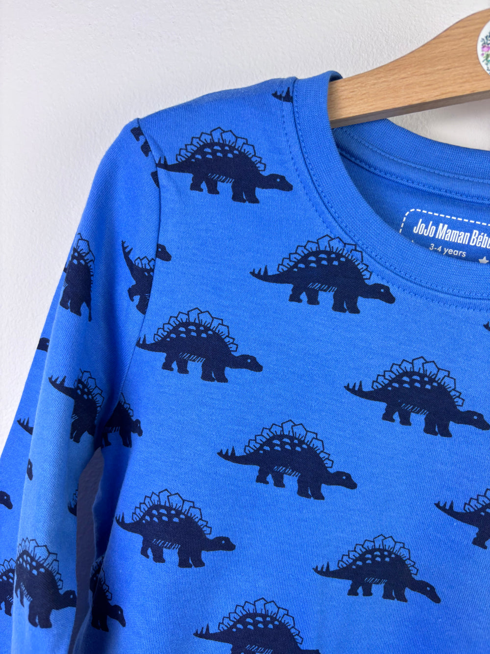 Ex JoJo Maman Bébé Blue Dinosaur Long Sleeve Top-Tops-Second Snuggle Preloved
