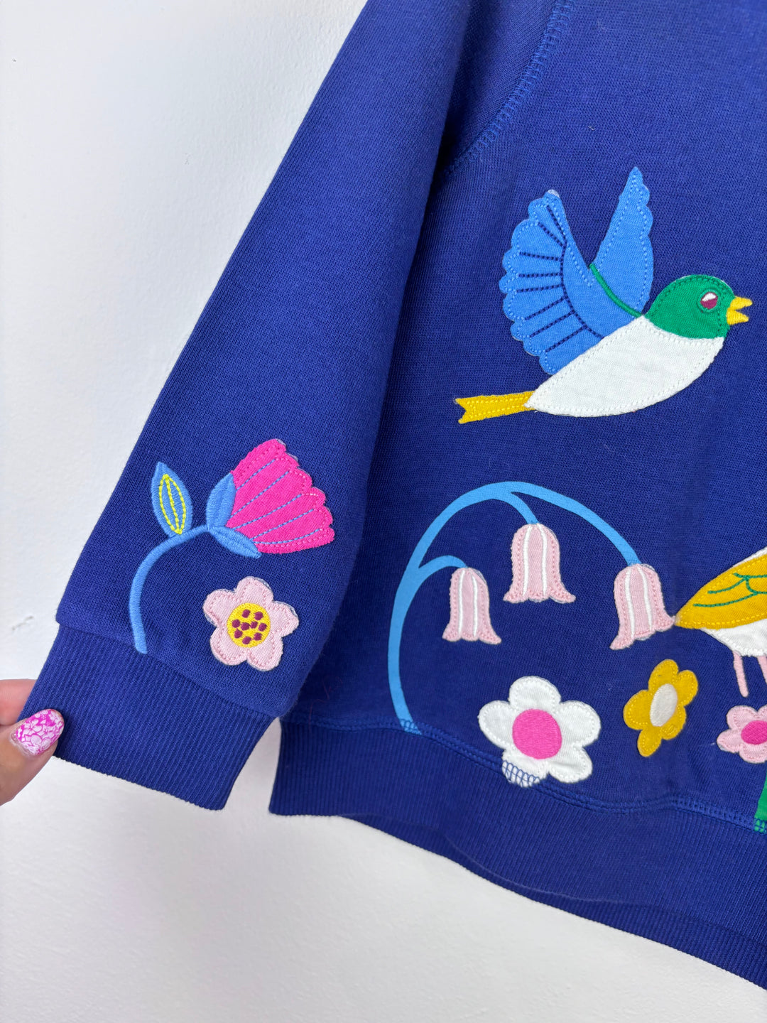 Boden Blue Bird Embroidered Sweatshirt 3-4 Years-Jumpers-Second Snuggle Preloved