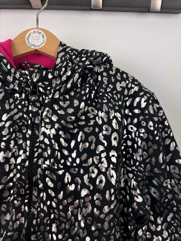 George Black Metallic Leopard Print Hooded Jacket 8-9 Years
