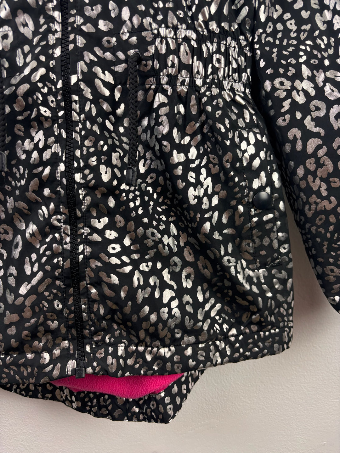 George Black Metallic Leopard Print Hooded Jacket 8-9 Years