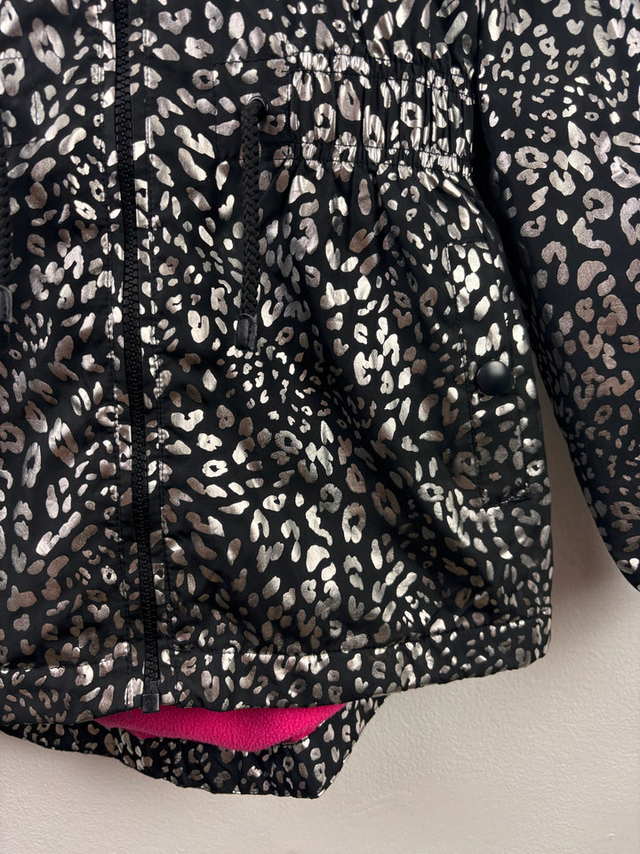 George Black Metallic Leopard Print Hooded Jacket 8-9 Years