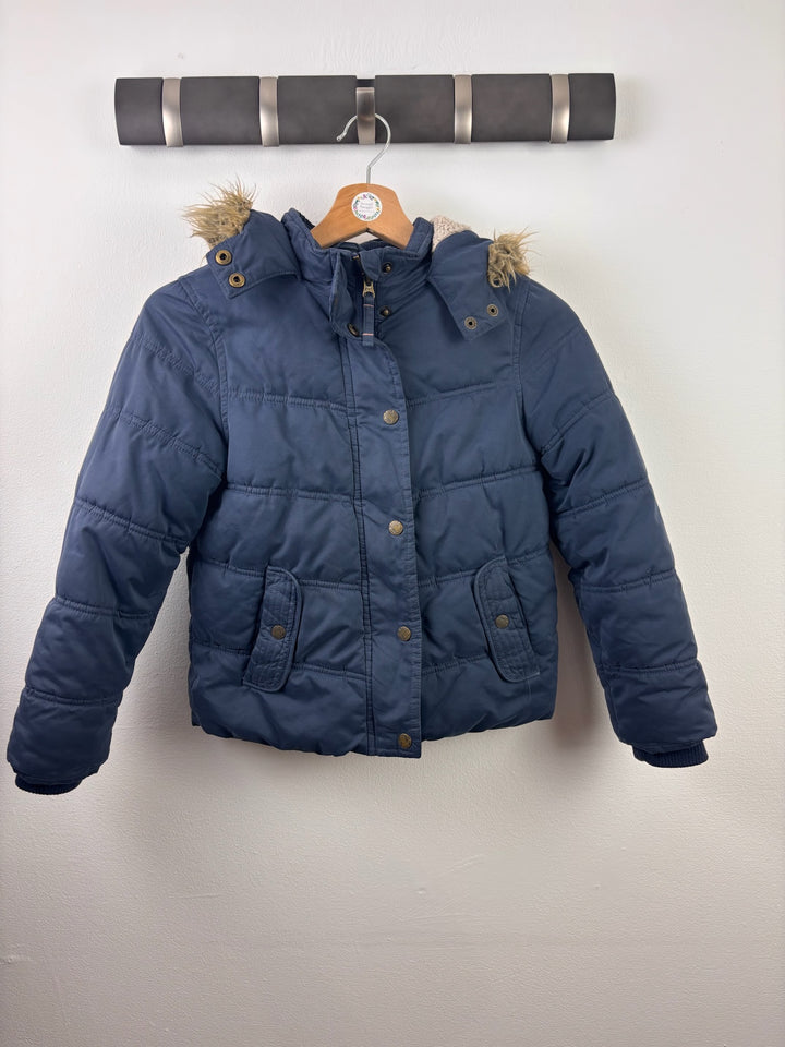 FatFace Navy Padded Faux Fur Hooded Coat 8-9 Years