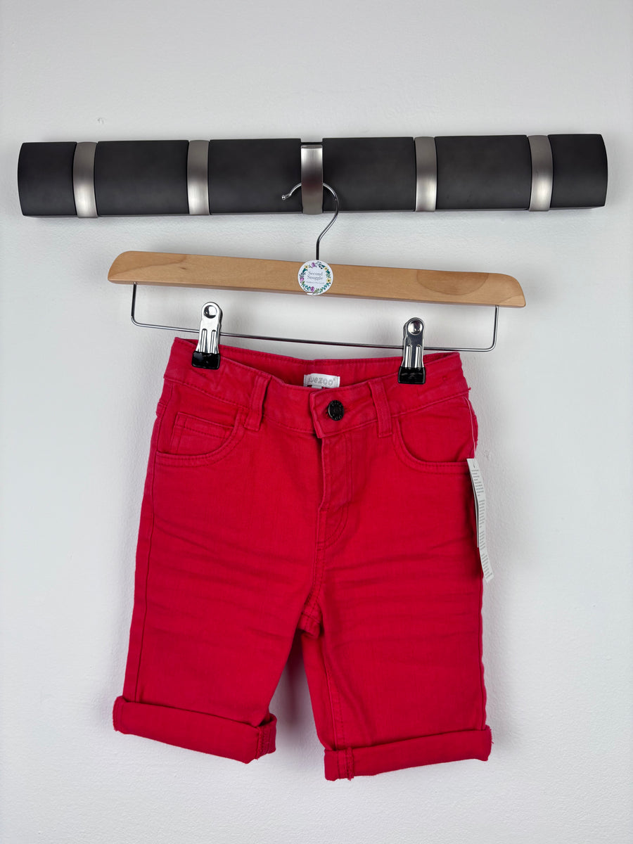 Blue Zoo Red Denim Shorts 3-4 Years-Shorts-Second Snuggle Preloved