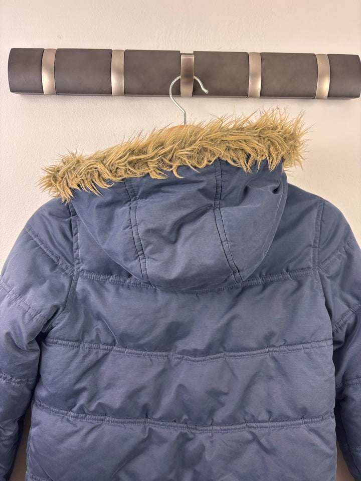 FatFace Navy Padded Faux Fur Hooded Coat 8-9 Years