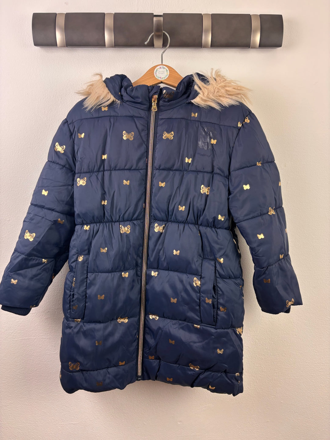 Crew Clothing Navy Gold Butterfly Padded Coat 5-6 Years