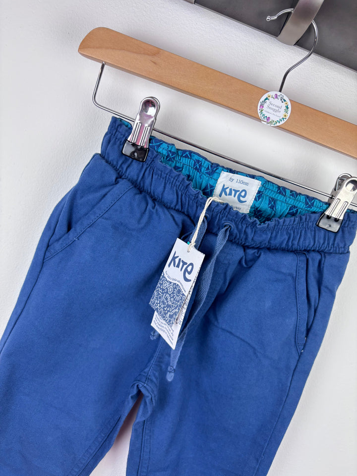 Kite Organic Cotton Blue Trousers with Drawstring Waist 5 Years-Trousers-Second Snuggle Preloved