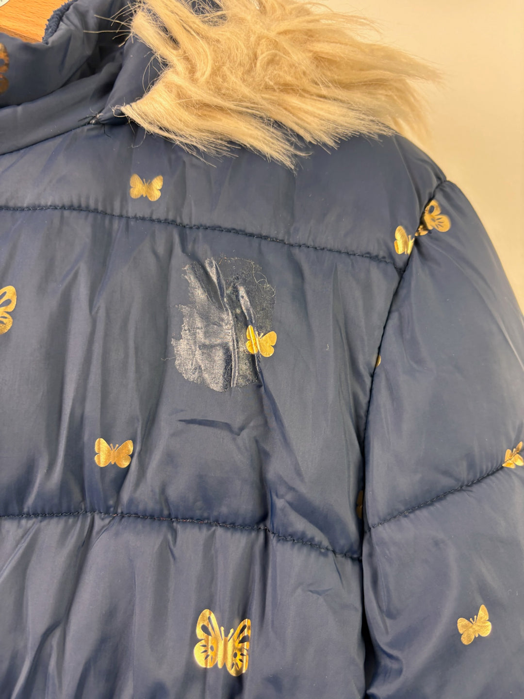 Crew Clothing Navy Gold Butterfly Padded Coat 5-6 Years