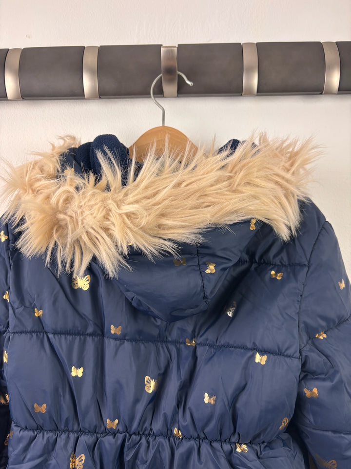 Crew Clothing Navy Gold Butterfly Padded Coat 5-6 Years