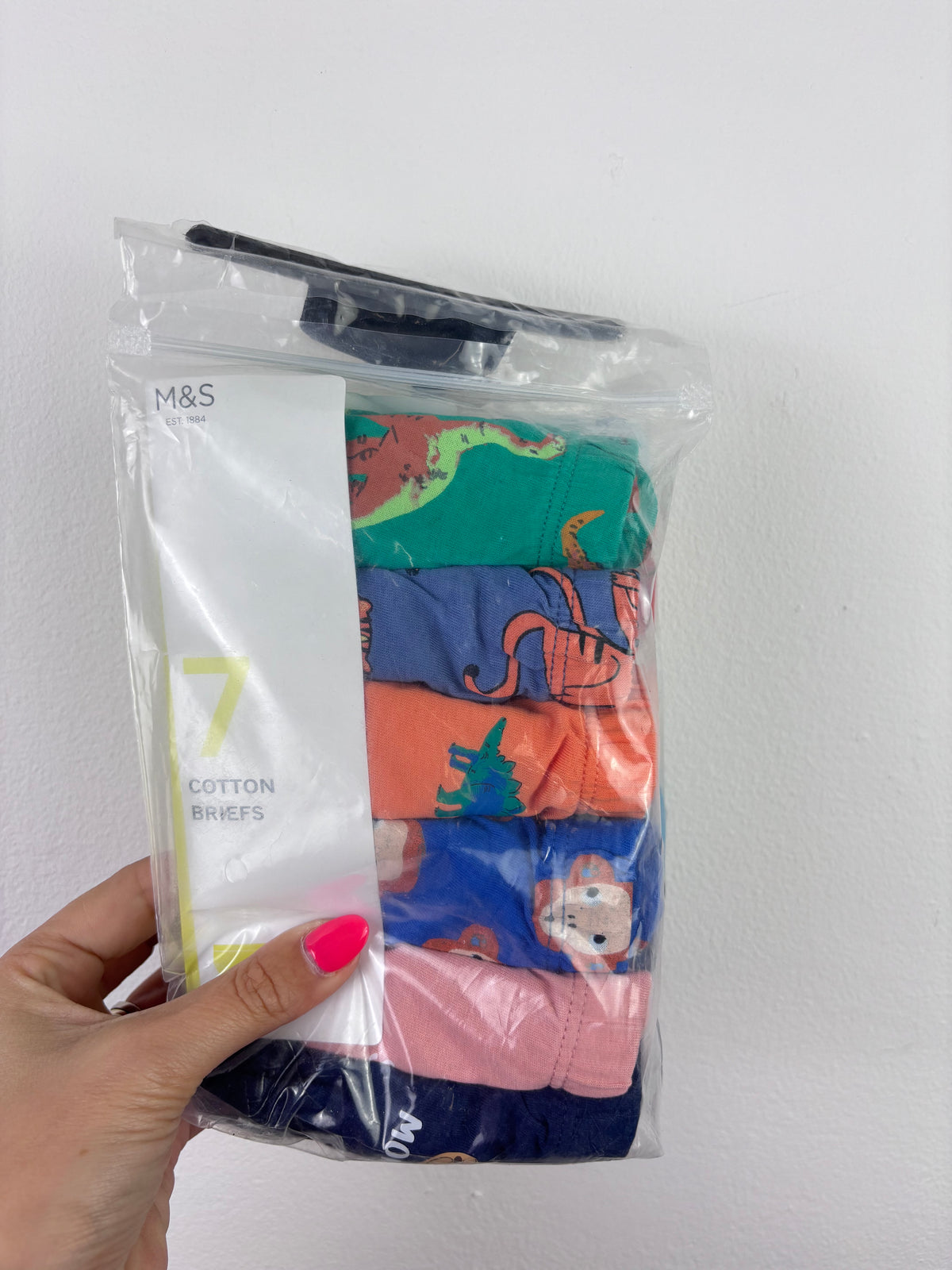 M&S Multicolour Cotton Brief Print 7 Pack-Underwear-Second Snuggle Preloved