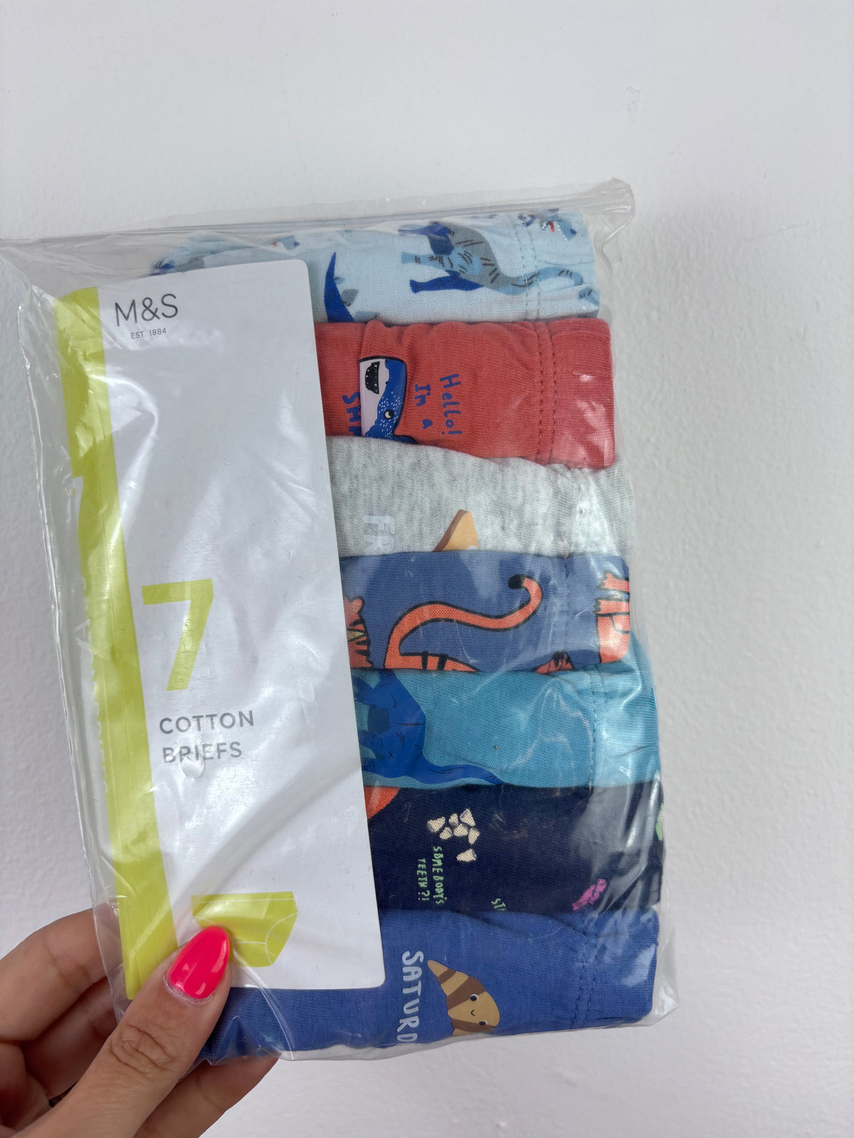 M&S Multicolour Cotton Brief Print 7 Pack-Underwear-Second Snuggle Preloved